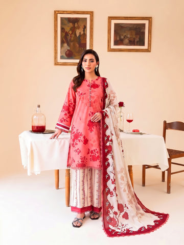 Faiza Faisal FNF Prints 3Pcs Printed Lawn-CORAL ROSE