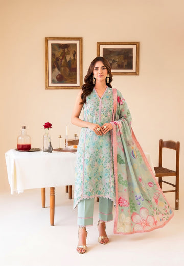 Faiza Faisal FNF Prints 3Pcs Printed Lawn-MINT DAISY